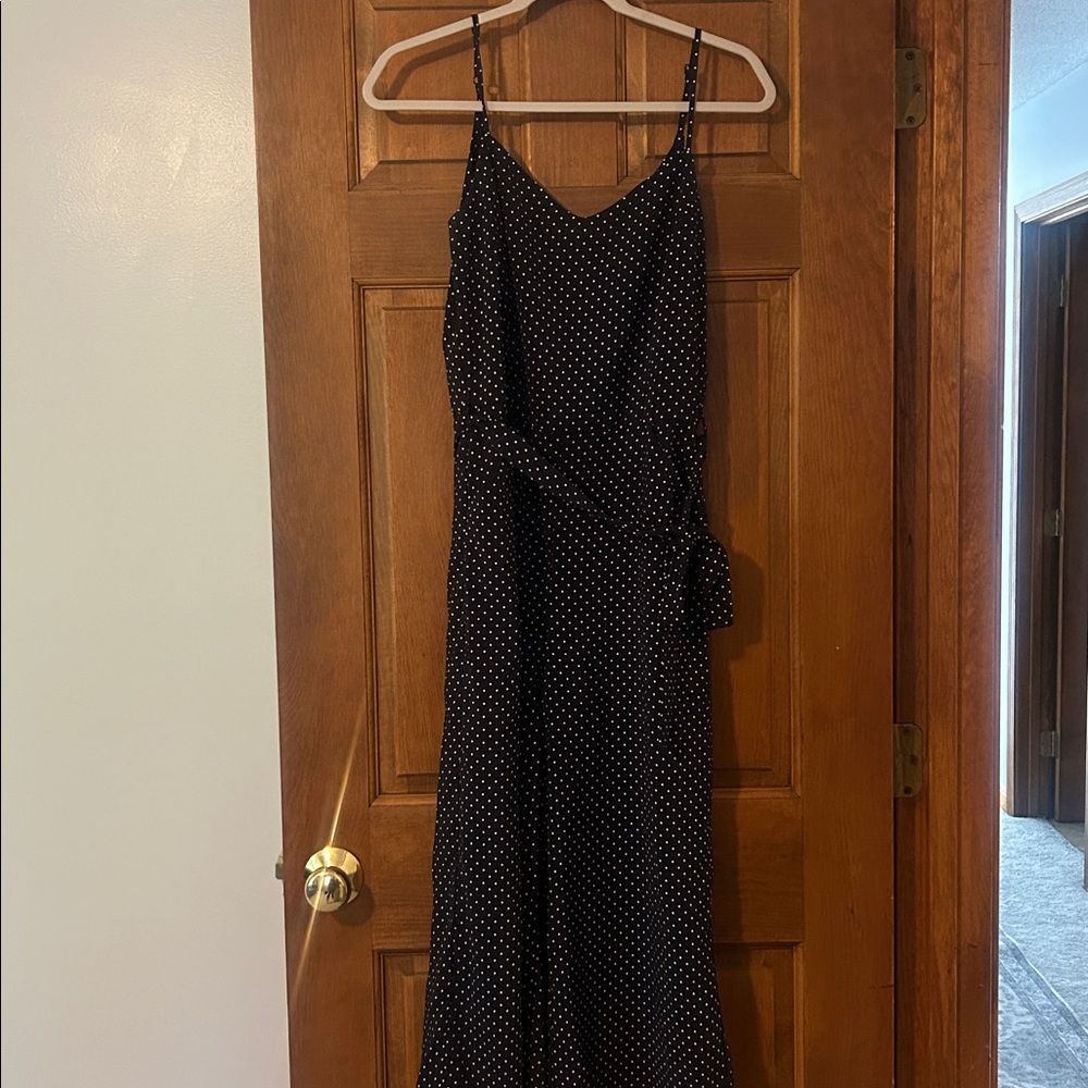 Carolina Belle Black and White Polka Dot Maxi Dress